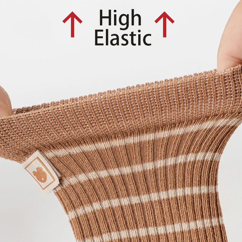 3/6 Pairs Mid Tube Newborn Socks Striped Baby Socks Elastic Comfort Children Socks Breathable Kids Socks For Boys Girls