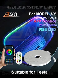 For Tesla Model 3 Y 2021-2023 Front Trunk Brighten LED Strip 64 Color Waterproof APP control Front Trunk Silicone Flowing Light