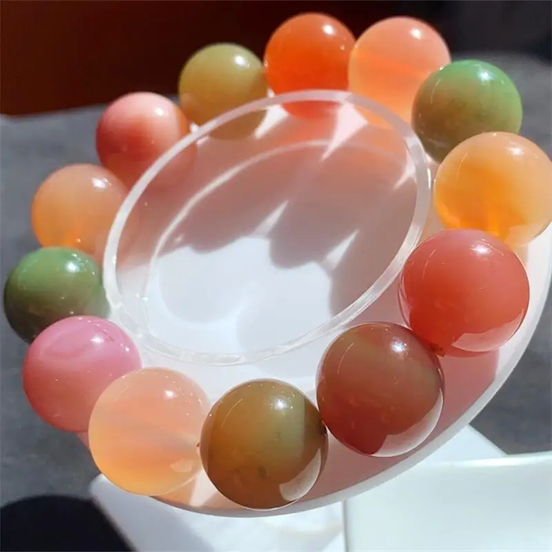 16MM Natural Red Agate Bracelet Rock Crystal Stone Reiki Healing Beads Fashion Men Women Bangles Yoga Jewelry Gift 1pcs