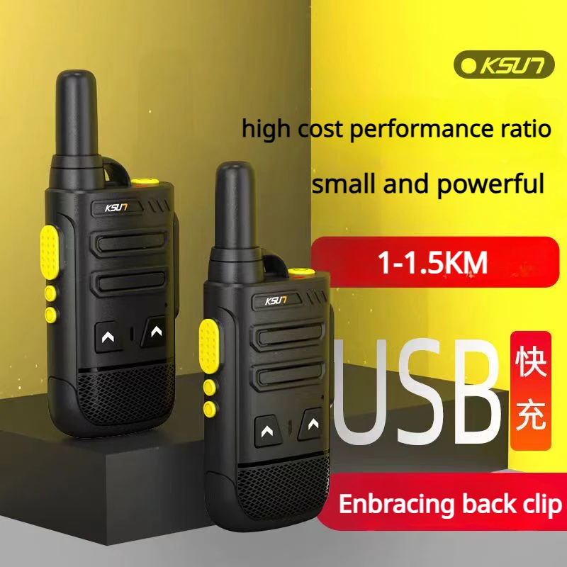 KSUN-Wireless Walkie Talkie Transmitter for Kids, Mini Two Way Radio, Rechargeable, Thin Uhf, 16 Channel, 2022SL