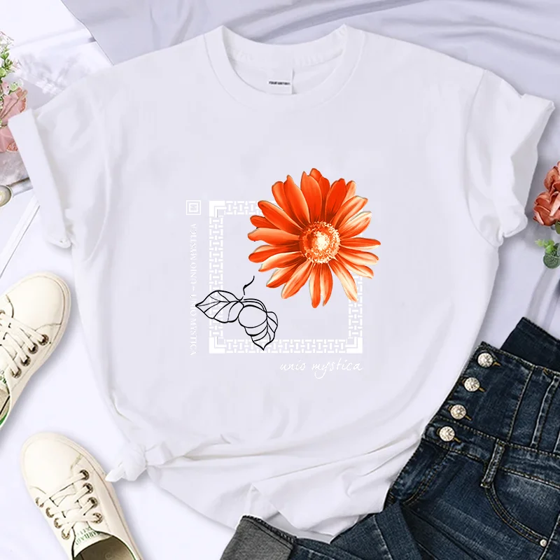 New Flower For Women's Luxury Brand High-Quality Summer Print T-shirt 100% Cotton Casual Oversized Y2k Personality Sleeve O-neck