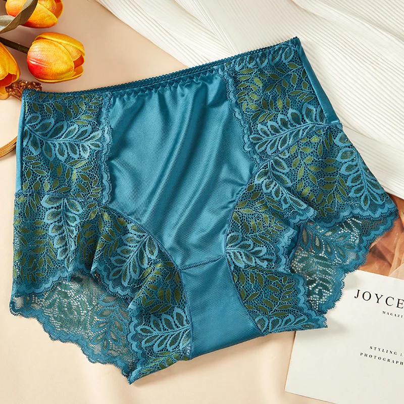 Plus Size 3XL Women\'s Panties Sexy Hollow Lace Underwear Seamless High Waist Briefs Female Ice Silk Comfort Intimates Underpants