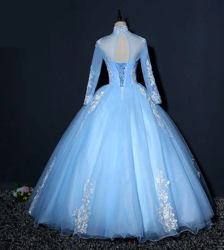 الفرنسية الأزرق غزل ملون جديد طويل الأكمام الدانتيل حبة التطريز أنيقة وعصرية مأدبة مساء اللباس مخصص