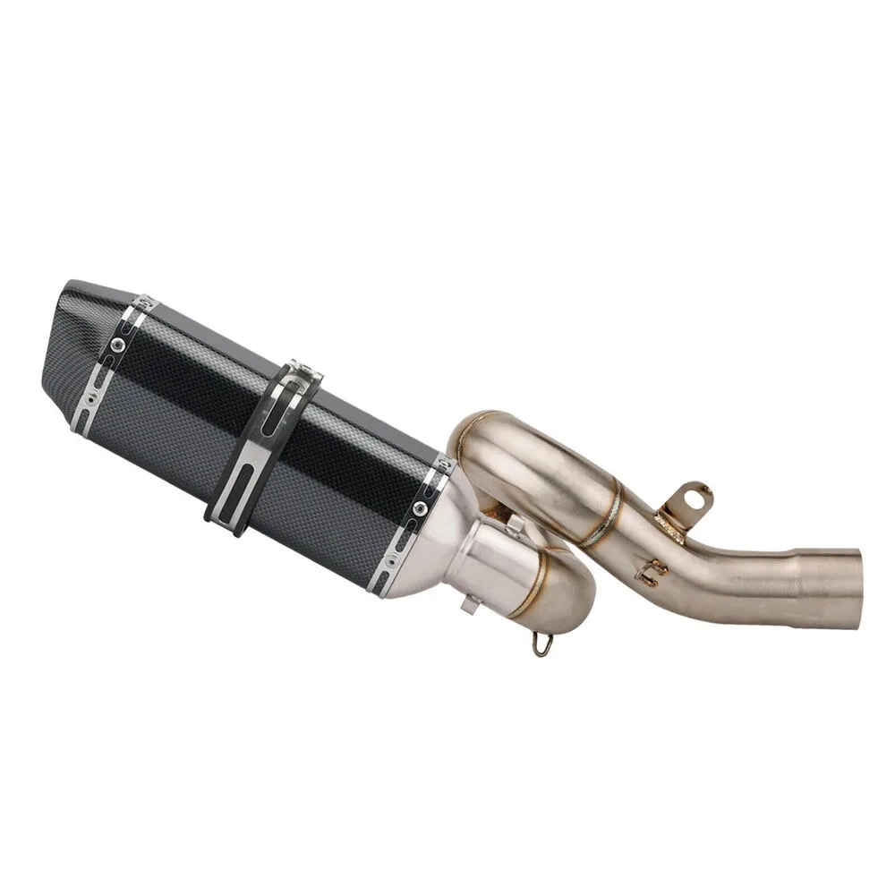 For Kawasaki Ninja ZX6R 636 2009-2024 ZX-6R Escape Motorcycle Exhaust Pipe With 51MM Mid Link Pipe Slip-On Carbon Muffler Tips