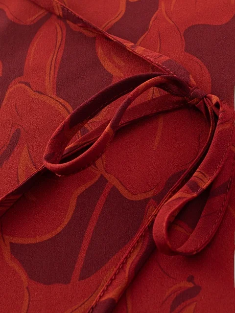 Ele rétro imprimé fleuri longue Sve Dr femmes minceur Sexy coupe Oblique Dr français Sle Polyester décontracté rond Ne