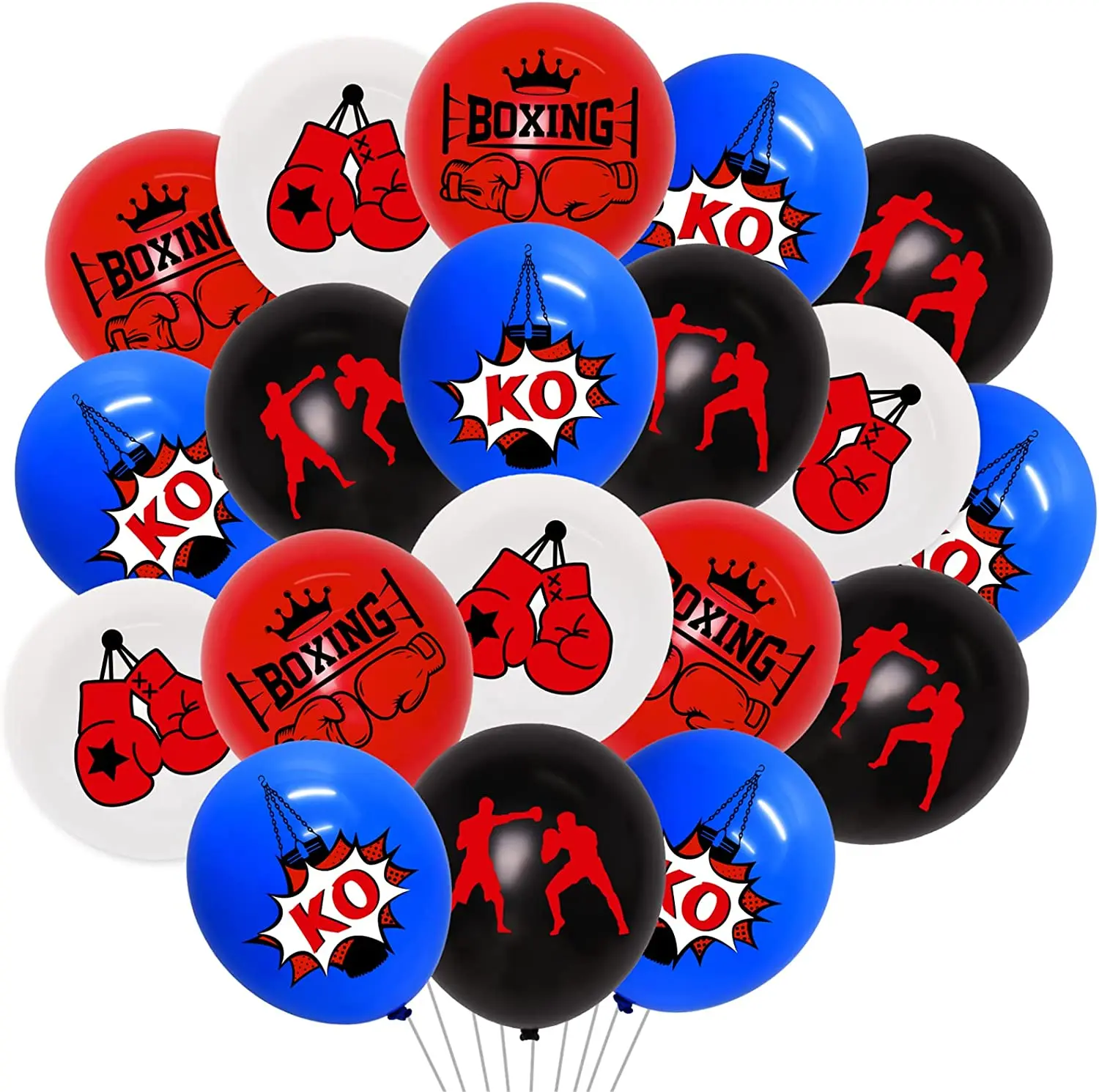 40 Pieces 12 Inches Boxing Latex Balloons Red Blue Boxing Match Party Decorations for Boxing Sport Fitness Theme Birthday Party