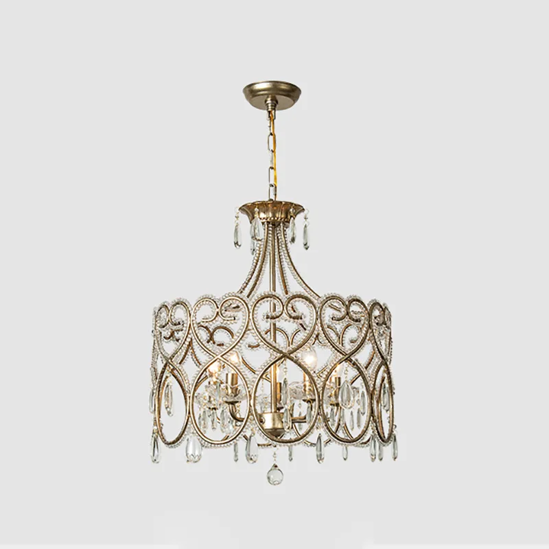 American Heart Shaped Crystal Pendant Lights Romantic Princess Bedroom LED Hanging Chandelier Cafe Dining Living Room Decoration