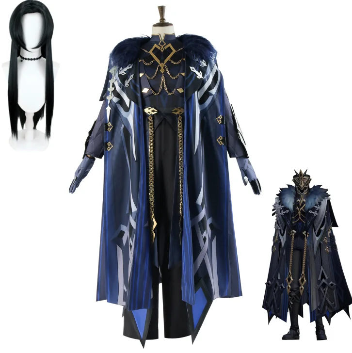 

Anime Game Genshin Impact Captain Cosplay Costume Wig Nails Shoes Full Set Anime Role Play Halloween Party Cosplay Costume