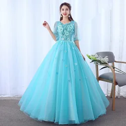 DSP vestidos de 15 quinceañera 2024 Elegant A Line V Neck Half Sleeves Prom Dresses Brithday Party Dress for Girl