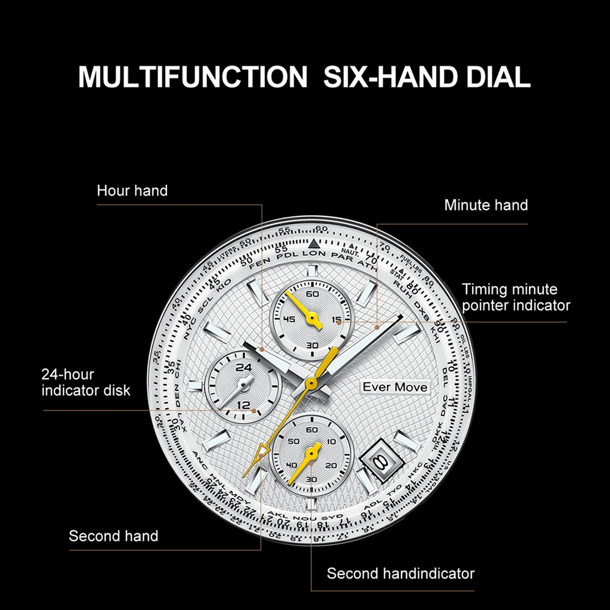 Men\'s Stainless Steel Strap Waterproof Quartz Watch Business Multifunctional Luminous Calendar Watch