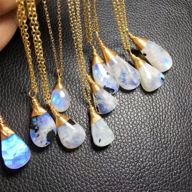 

Natural Blue Moon Stone Pendant Crystals Women Jewelry Healing Home Decoration Accessories 1pcs