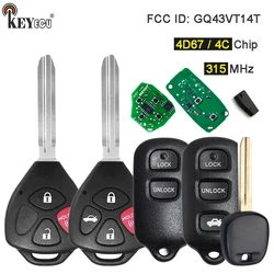 Keyecu 315Mhz 4d67/4c Chip Fcc Id: Gq43vt 14T Afstandsbediening Sleutelhanger Voor Toyota Camry Corolla Matrix Sienna Solara 1999-2008