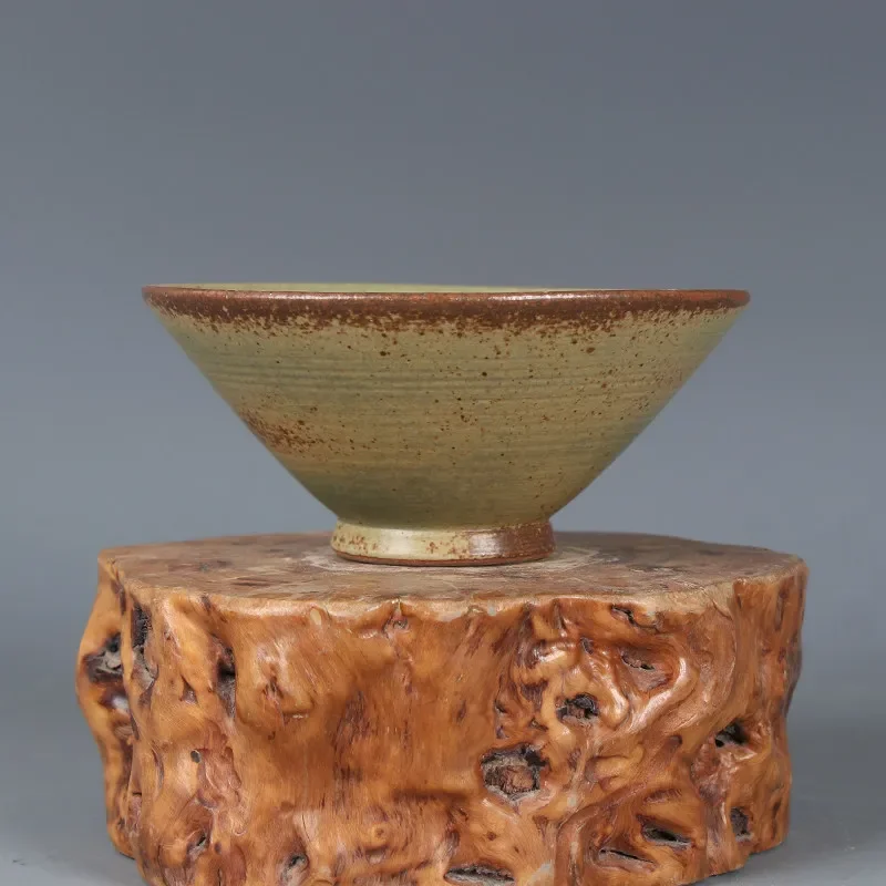 Traditional Chinese Song Jun kiln bamboo hat bowl antique porcelain home Chinese style decoration tea bowl retro crafts