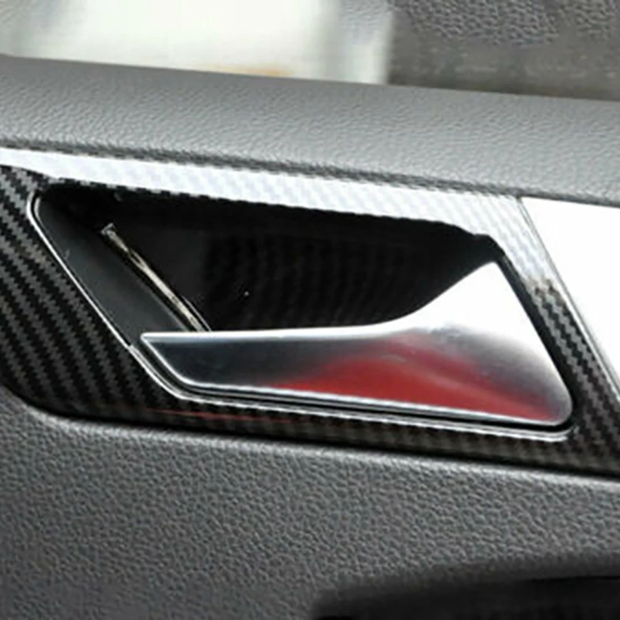 

AU28-4Pcs Car Interior Door Handle Bowl Trim For Golf MK6 2010-2013 Carbon Fiber