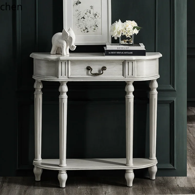 CZ  Solid Wood Ultra-Narrow Entryway Table Simple Wall-Mounted Entryway Cabinet Corridor Hallway