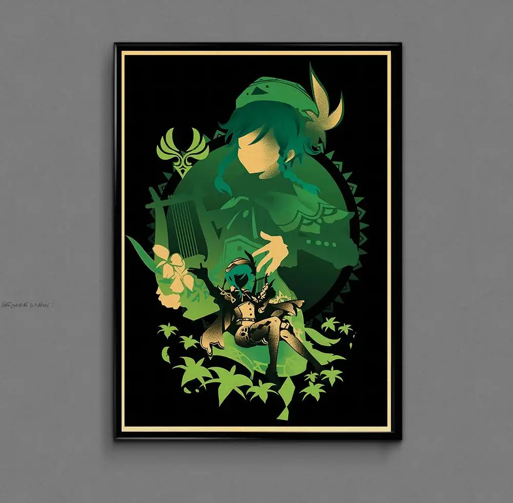 Vintage Genshin Japanese anime Posters HD Poster Kraft Paper Home Decor Study Bedroom Bar Cafe Wall Paintings