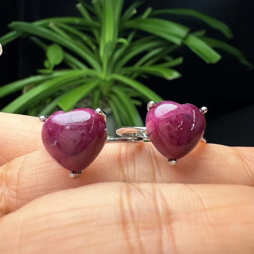 

1 шт. Fengbaowu натуральный рубин кольцо в форме сердца стерлингового серебра 925 пробы Рейки целебный камень модные ювелирные изделия подарок для женщин