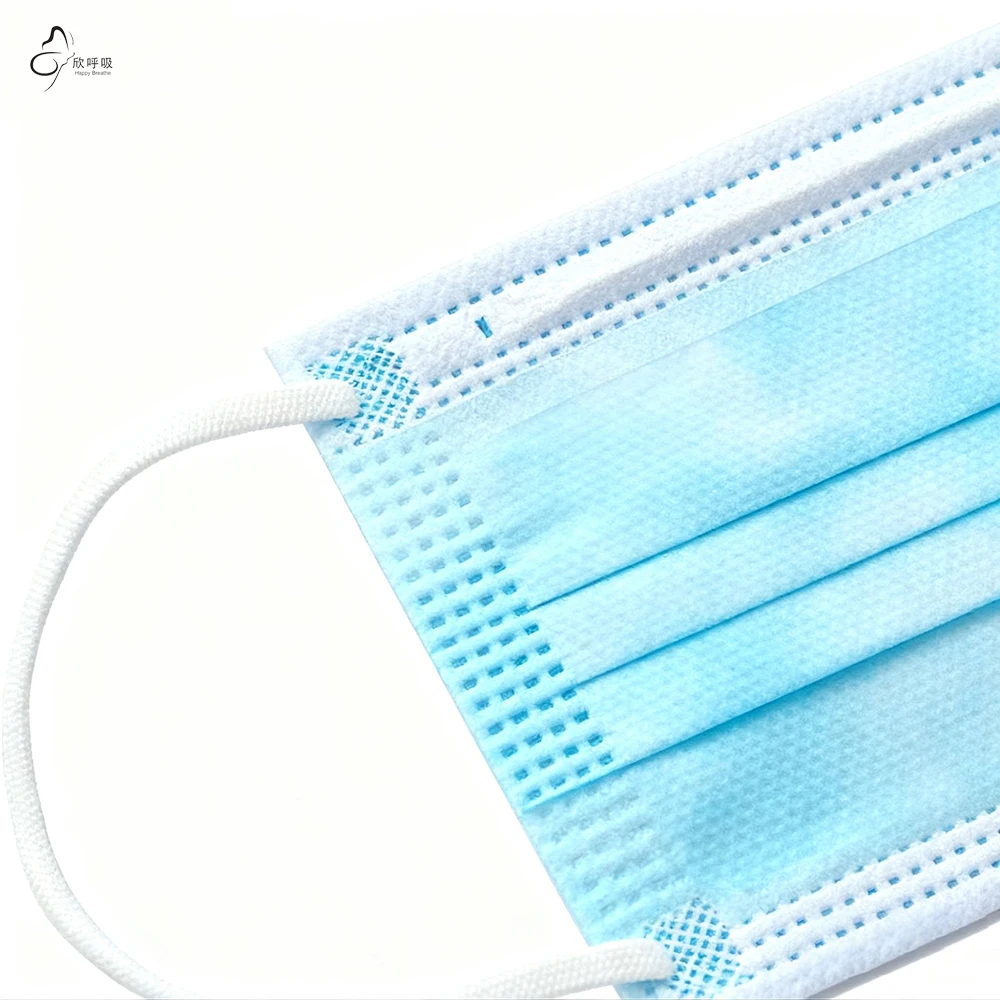 Masques faciaux jetables à 3 couches, 50 pièces, masque buccal de protection Anti-poussière en tissu soufflé fondu bleu pour l'hygiène personnelle