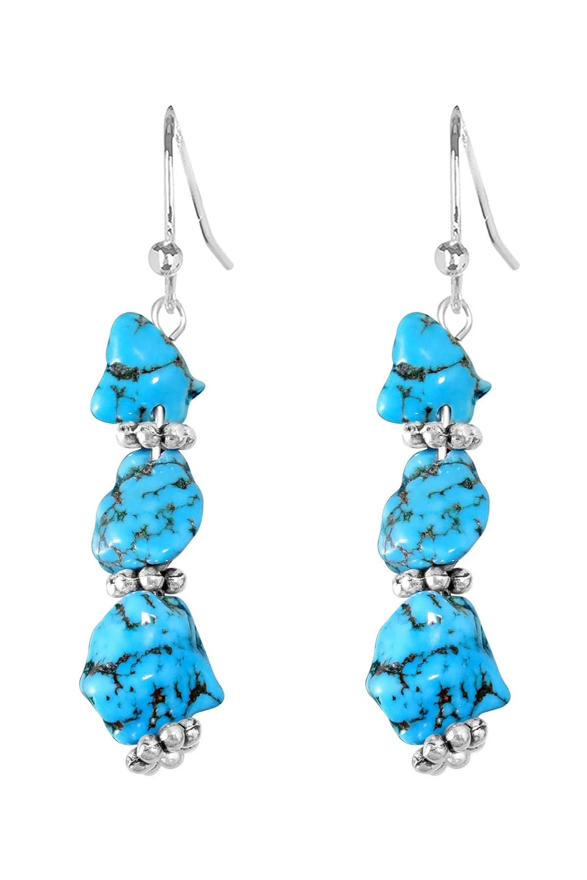 

Fashion Tibetan Silver Irregular Turquoise Scottsdale Drop Earrings Jewelry