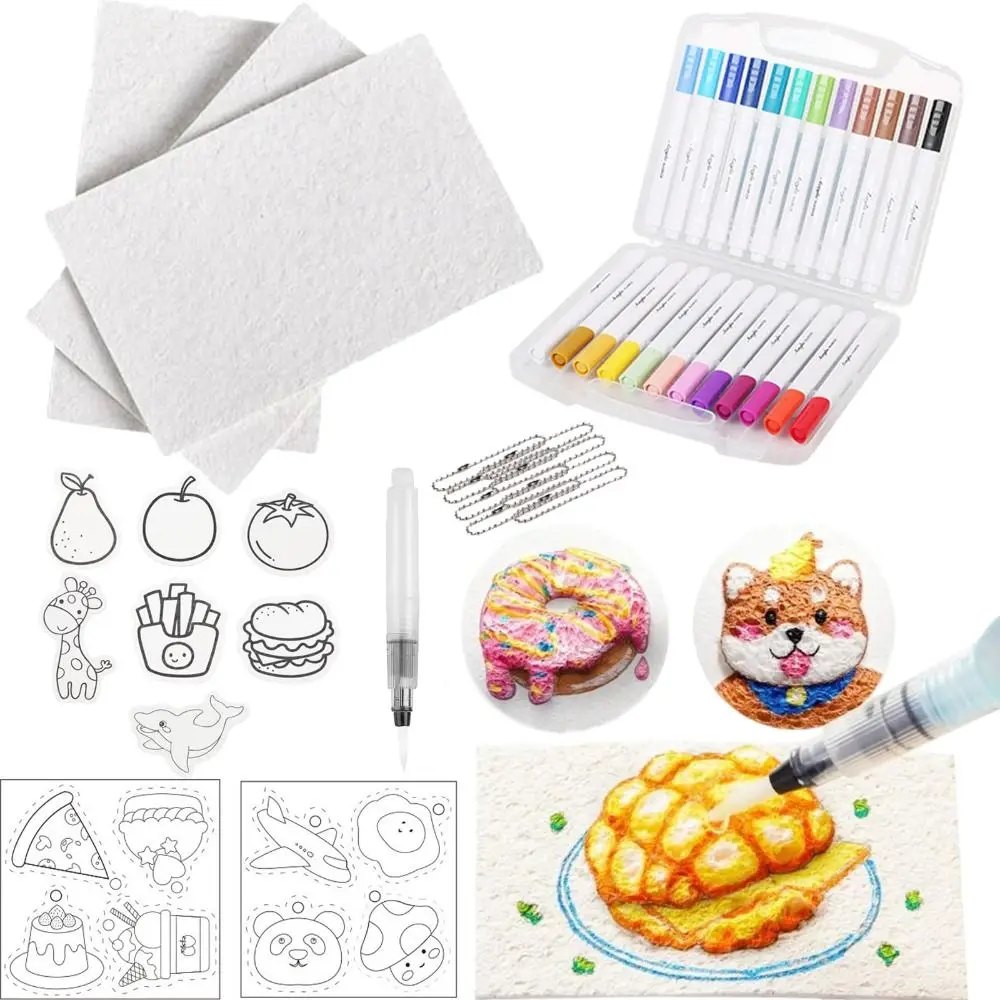 DIY Kids Magic Puffy Paint With Drawing Pens With Easel Foam Texture Blank Painting Paper Handicraft Magic Texture Painting Kit