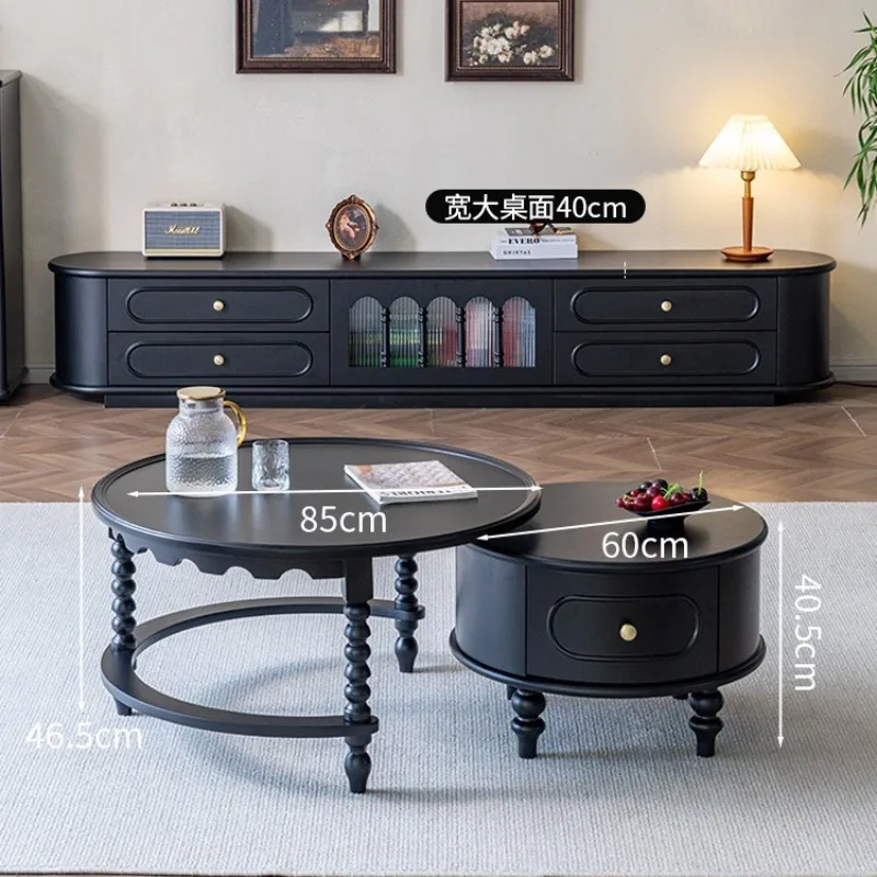 خزانة تلفزيون من الخشب الصلب، تخزين وتخزين فرنسية عالية الطابق، شقة صغيرة متكاملة، غرفة المعيشة، طاولة القهوة المنزلية، التلفزيون #2