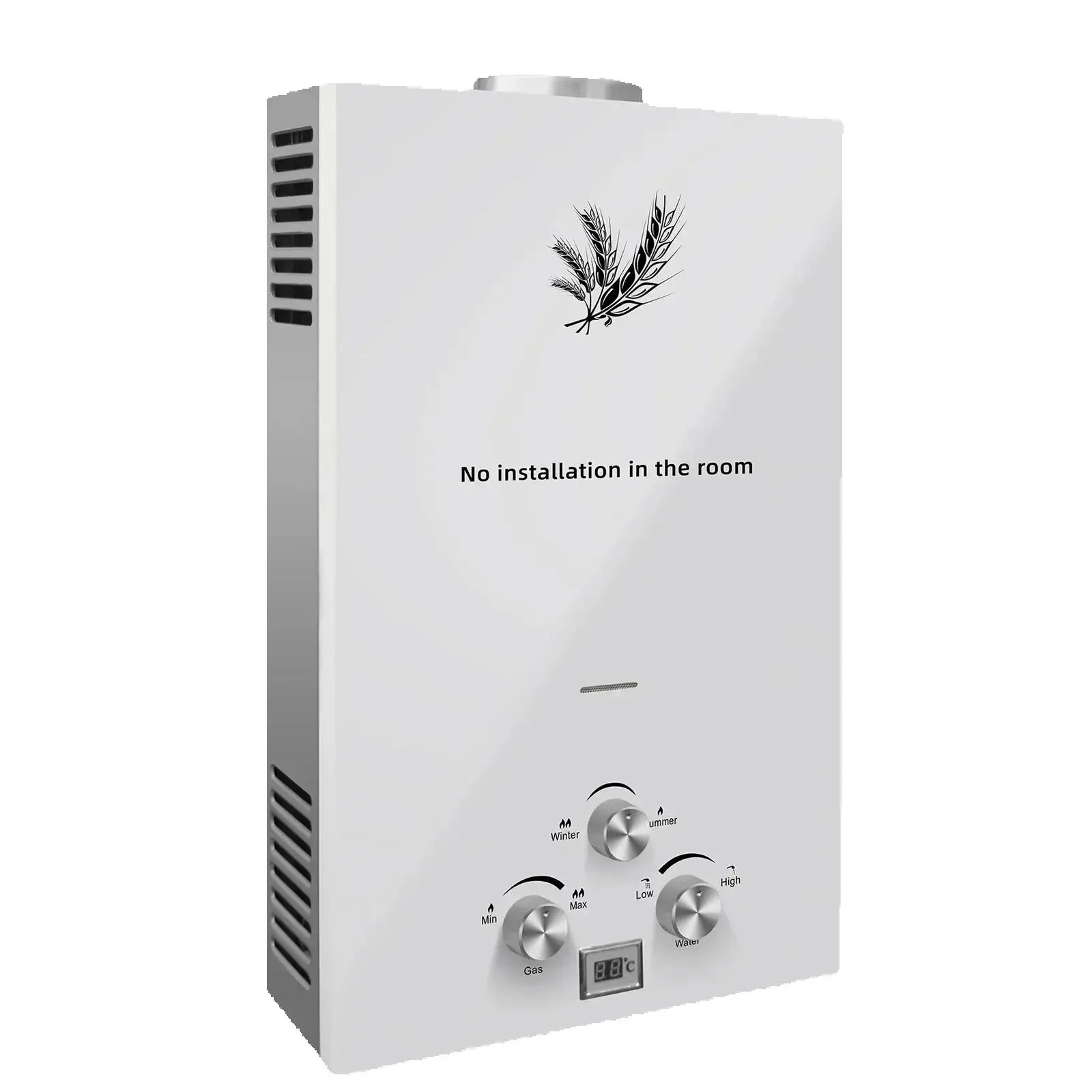 Sihao Calentador de agua GLP Calentador de agua caliente Caldera 6L 8L 10L 12L 16L 18L Pantalla LED de acero sin tanque blanco