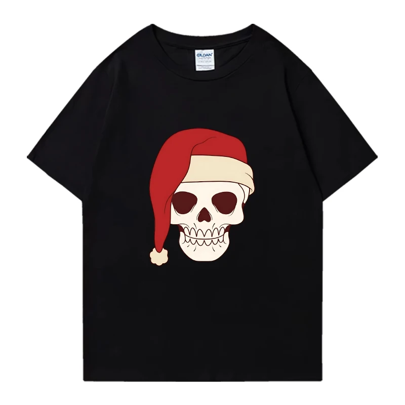 

Hot sale Funny Christmas Skull Graphics T Shirt Unisex vintage Oversized streetwear Men Women 100% Cotton short sleeve t-shirts