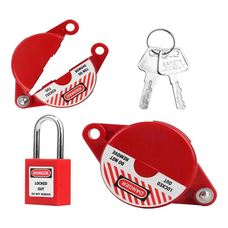 ABJO-Gate Valve Lockout Device And Safety Padlock Set, For 1 To 2-1/2 Outside Garden Faucet Knob Tank Valve Handles Lockout