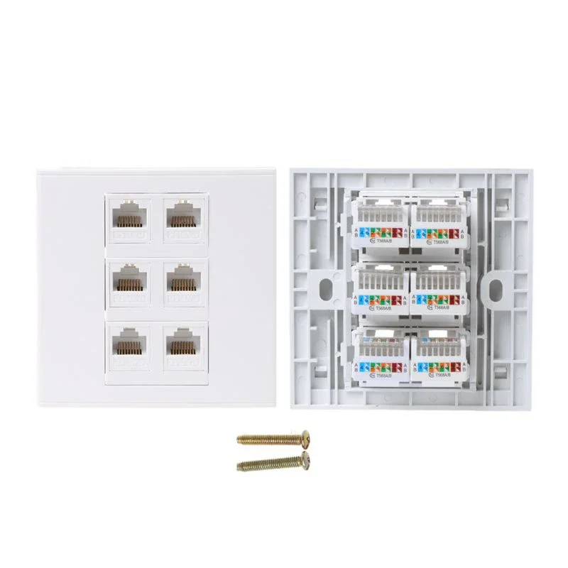 6-port GIGABit Network Wall Socket, RJ45 Network Cable Module CAT6 Computer Network Cable Connects To The Computer Socket Panel