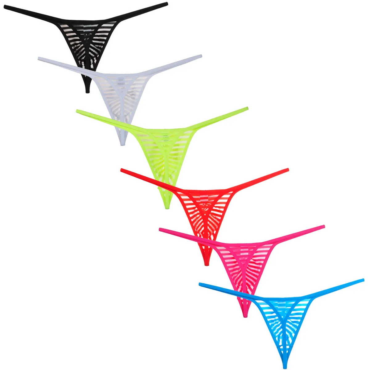 

3PACK Men's Mesh Sheer Thong See-through G-string Ultrathin T-back Micro String Briefs Fine Stripe Tangas Comfy Sissy Panties