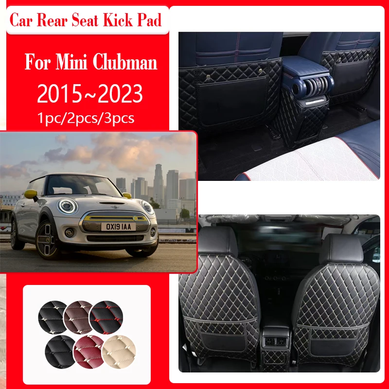 

Baby Car Seat Kick Mats For BMW Mini Cooper Clubman F54 2015~2023 Leather Back Seat Covers Armrest Box Carpets Auto Accessories