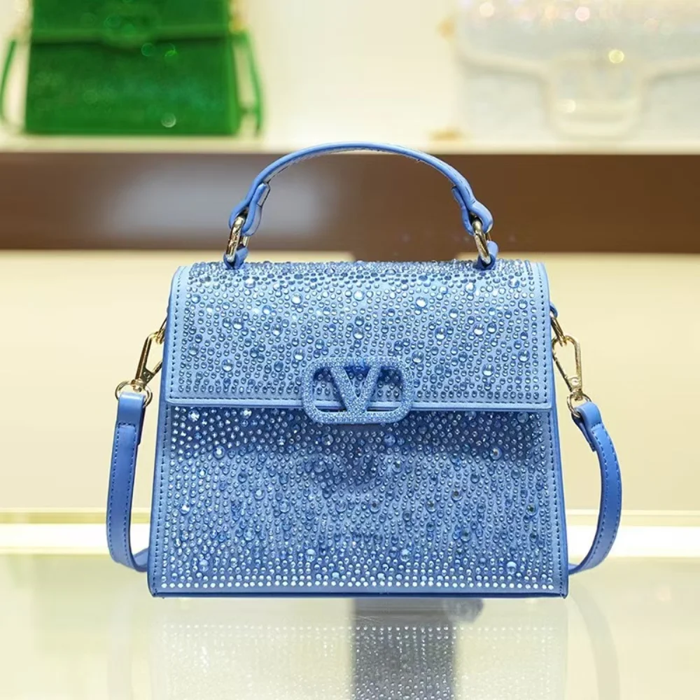 

2025 New Design Sparkle Flip Cover Retro Single Shoulder Crossbody Luxury Handbag With Rhinestone Embellishments