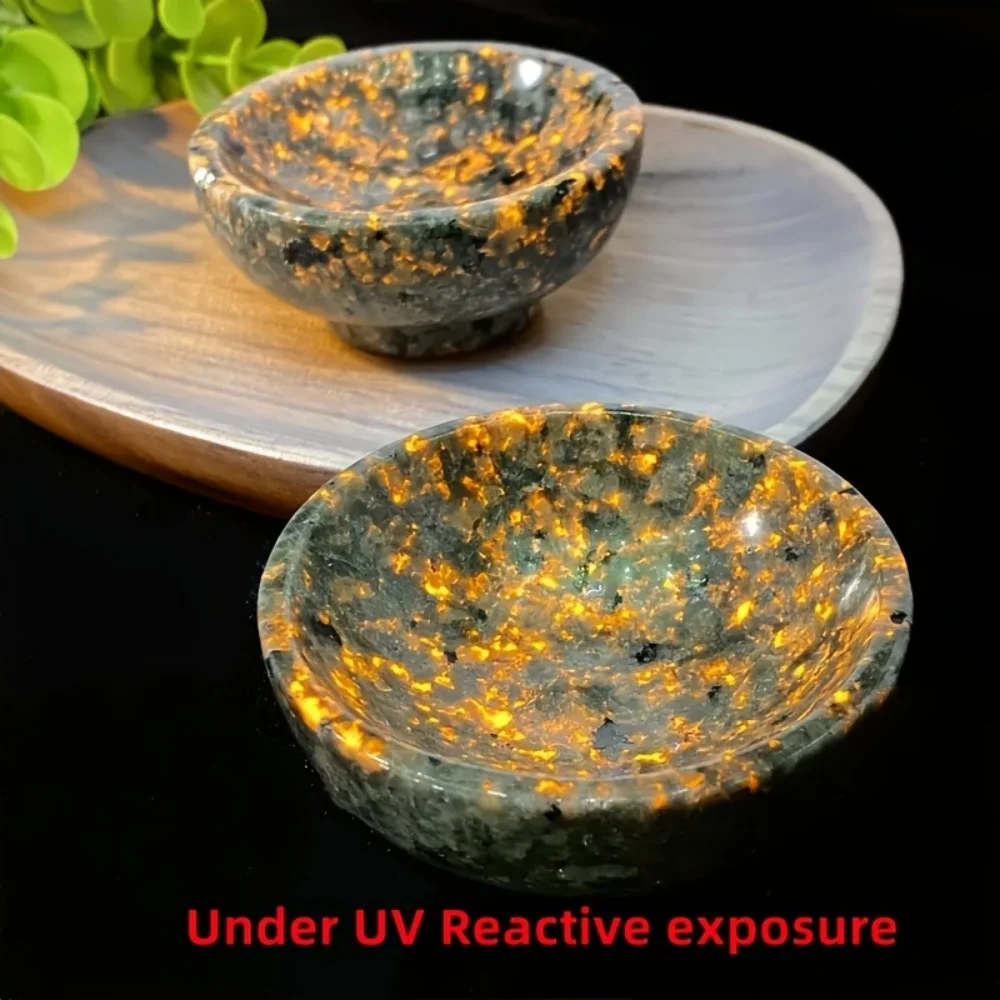 

6-7cm Crystal Yooperlite Bowl With Reactive Luminescent Effect Handmade With Various Uses for Home Decoration