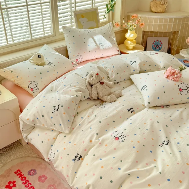 

2025 new super soft double-layer yarn washed cotton quilt cover student dormitory quilt cover and pillowcase without sheets