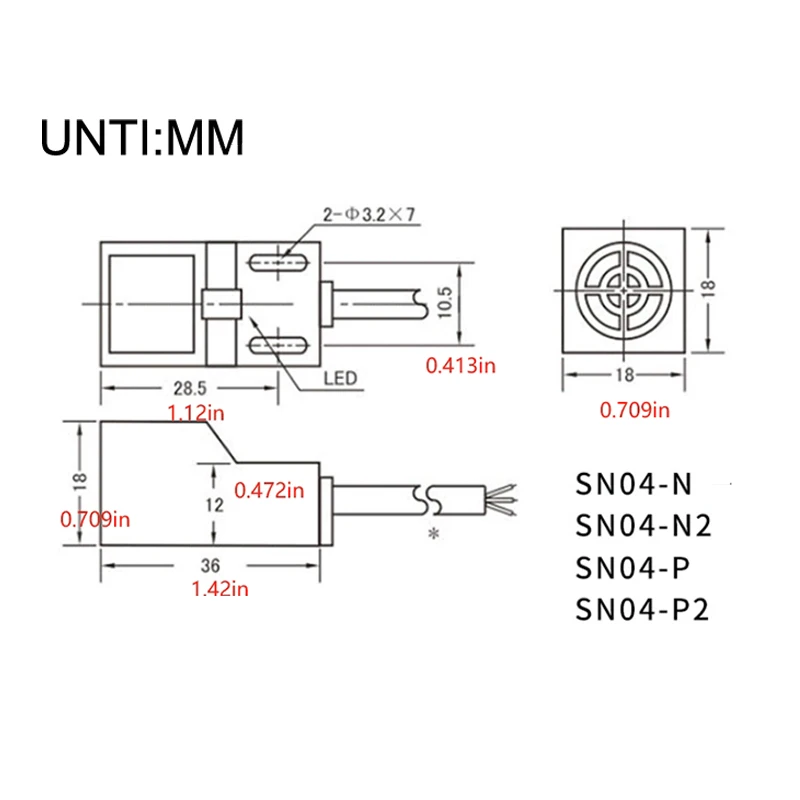 SN04-N2 SN04-P2 مفتاح القرب لجهاز استشعار الكشف عن المعادن ، يستخدم للكشف عن المعادن مربع التعريفي التبديل NPN PNP SN04-N SN04-P