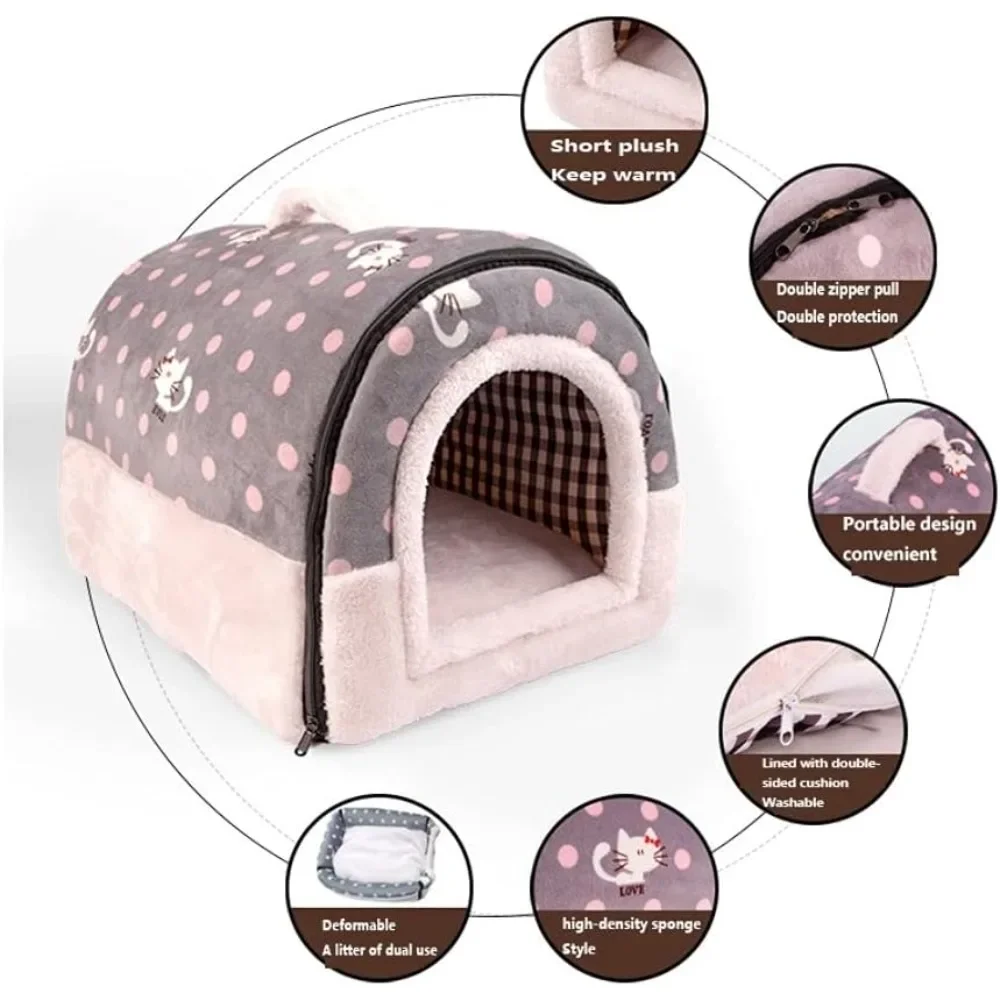 

Washable Dog Bed House Kennel Removable Cushion Anti-Slip Pet Bed for Small Medium Dogs Pink XL