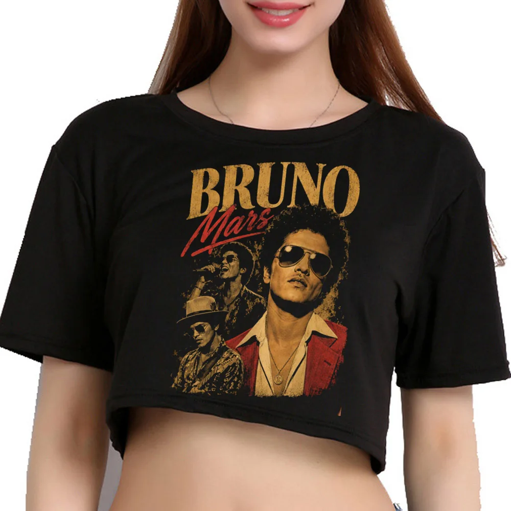 Bruno Mars cropped top ladies dollette anime y2k grunge funny t-shirt cute gyaru summer vintage goth