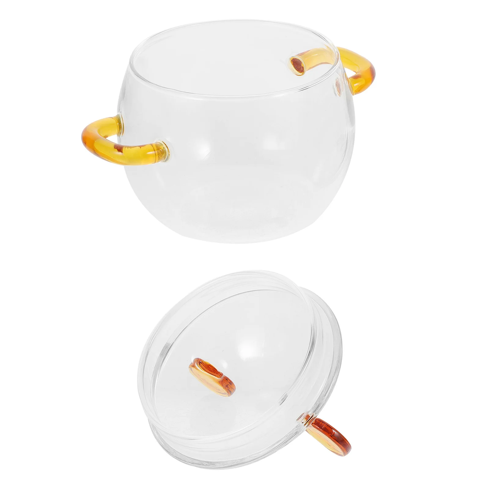 

Double Handle Glass Soup Pot 400Ml Heat Resistant Transparent Cooking Pot for Soup Stew Noodle Dishes Household Kitchen Glass
