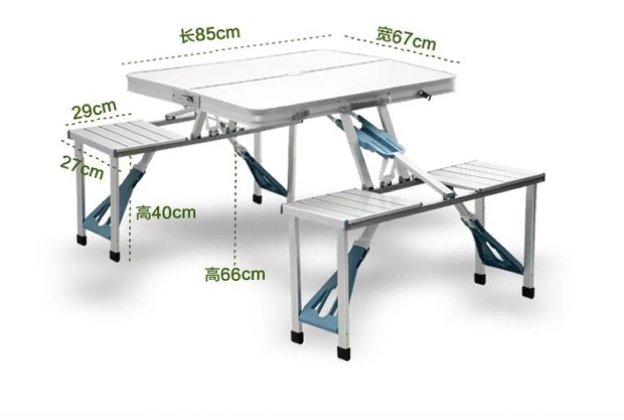 HYS outdoor leisure one-piece table and chairs, portable aluminum alloy folding dining table and chairs, stall camping barbecue