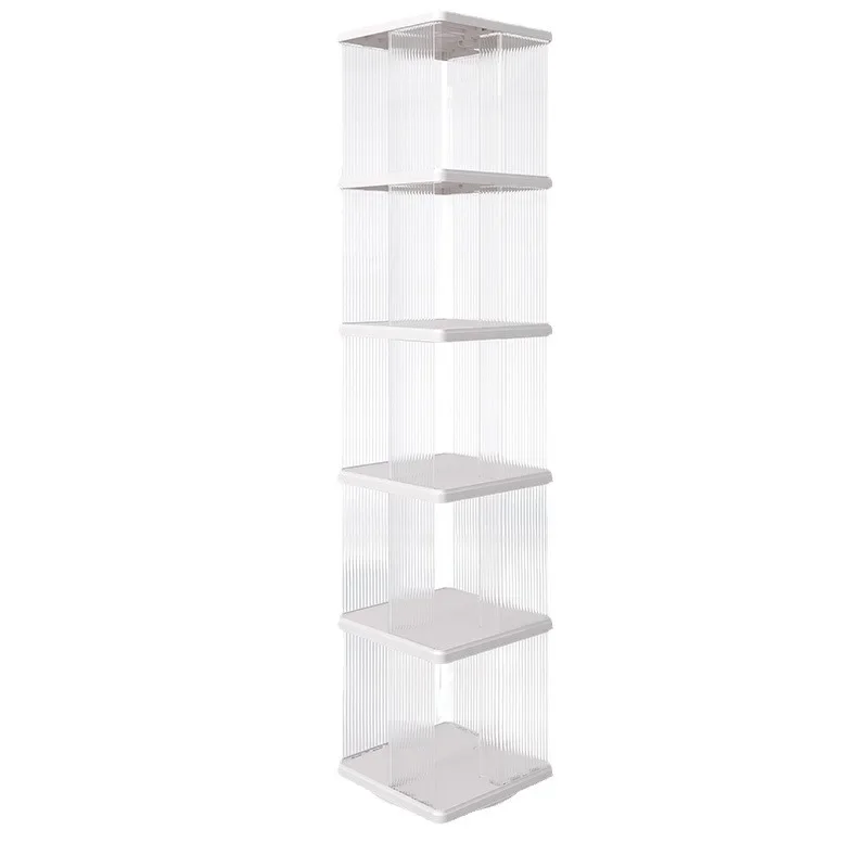 4-Tier  360 degree rotating bookshelf transparent bookcase children\'s picture book storage rack home student simple floor shelf