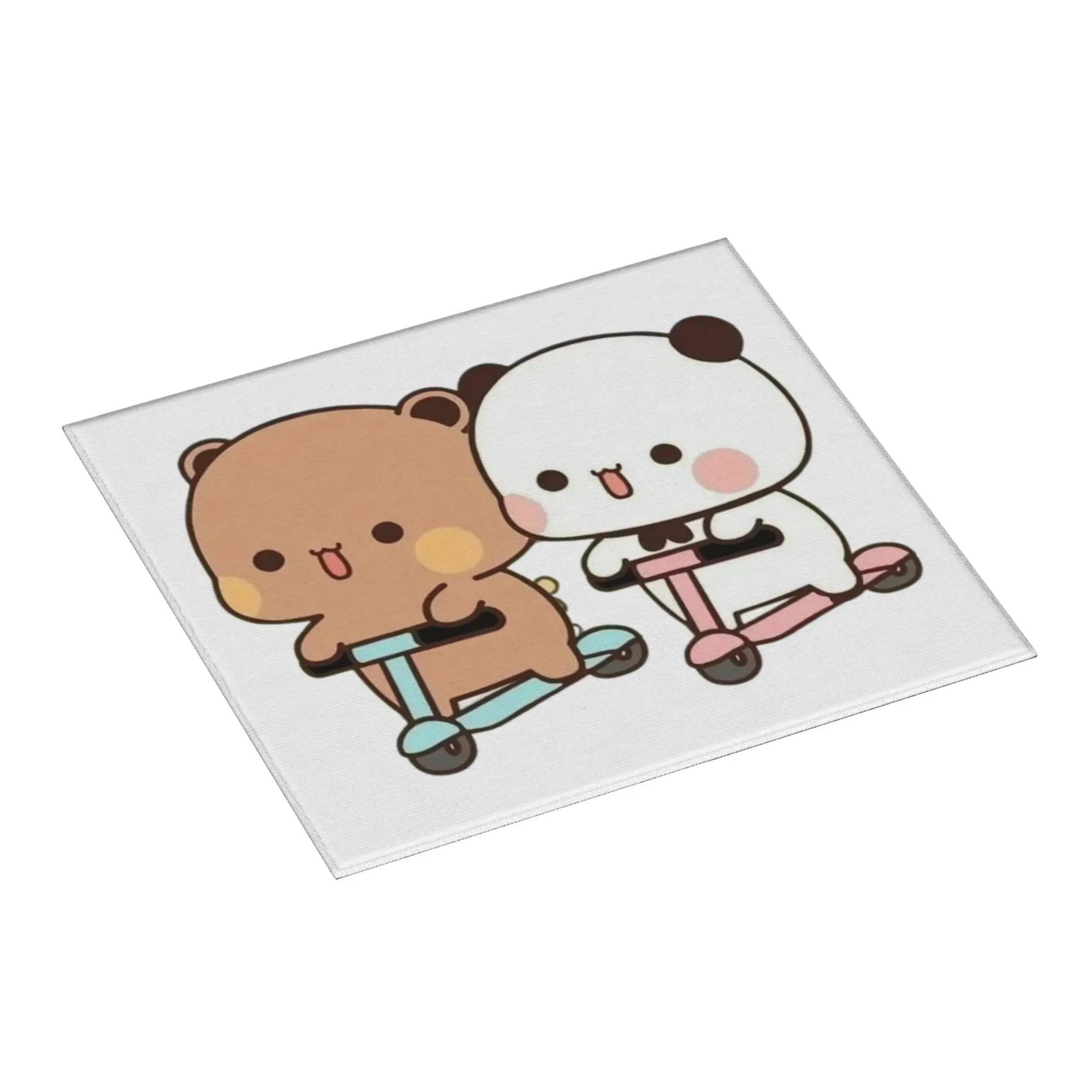 Panda Bear And Brownie True Love BUBU DUDU Couple Goma Non‑Slip Waterproof Absorbent Barware Tableware Drying Mat For Kitchen