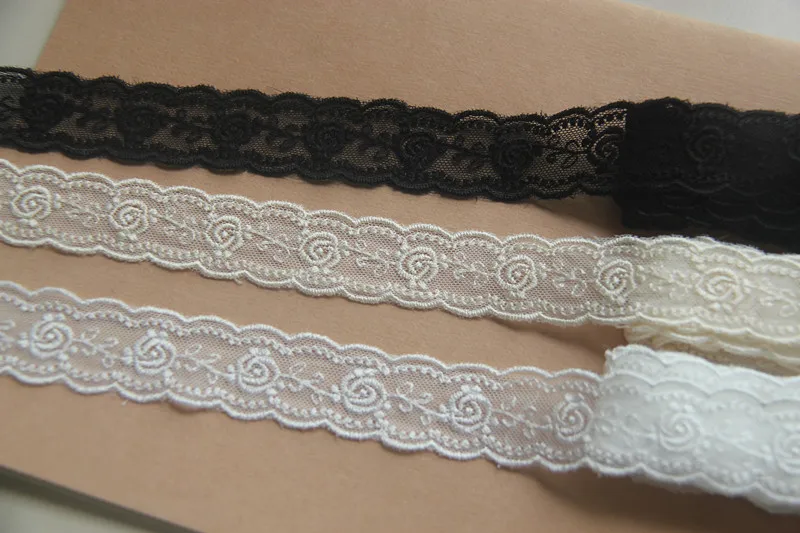 Beige White Black Lace for Needlework, DIY Lace, Embroidered Trims, Sewing Material, Homemade Bow, Hair Accessories, 5 Yard