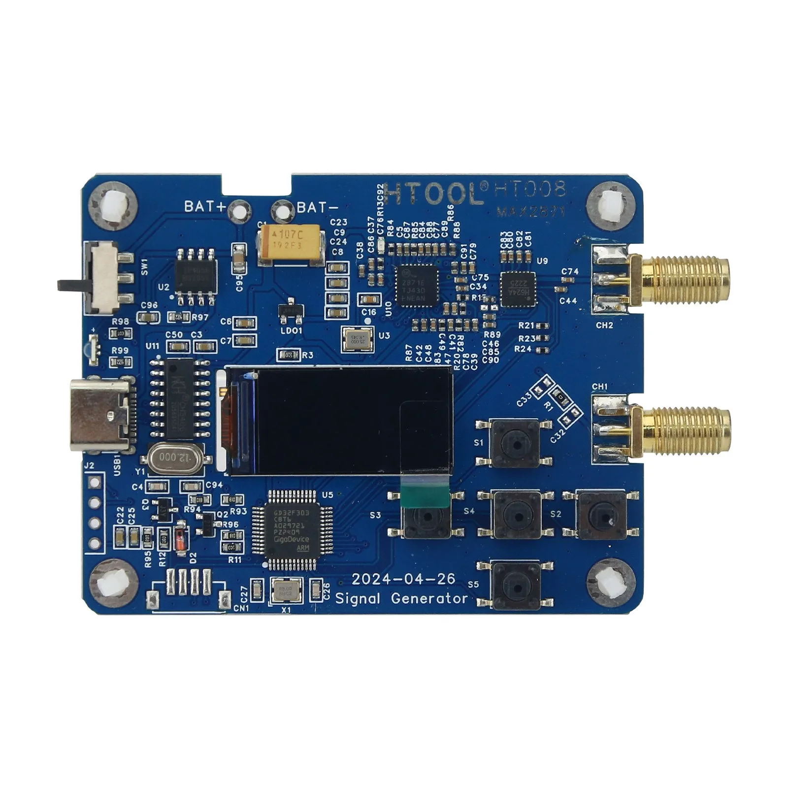 HT008 23.5-6000MHz Sinewave Signal Generator MAX2871 Chip Serial Port Control r f Signal Source