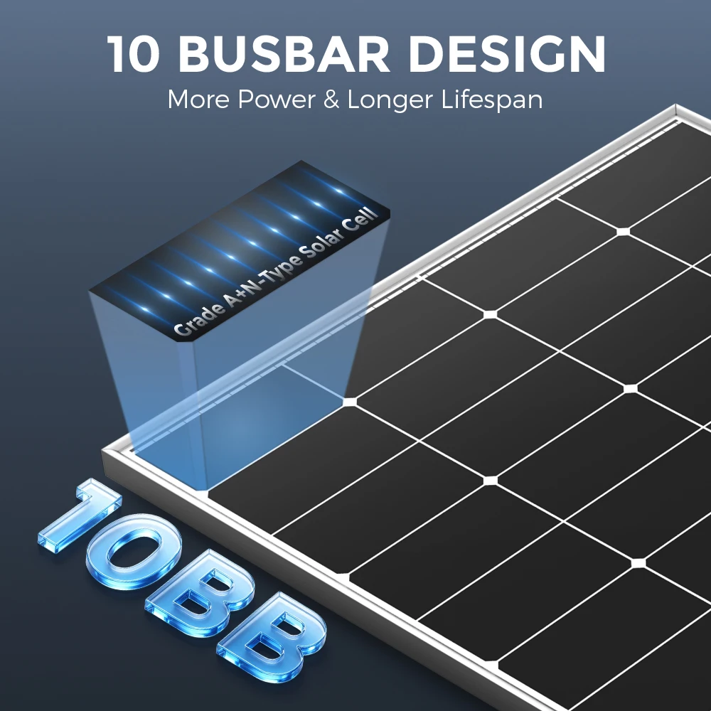RVPOZWER 300W Solar Panels N-Type Monocrystalline 25% High Efficiency for RV Home Rooftop Off Grid Systems Trailer Boat Use