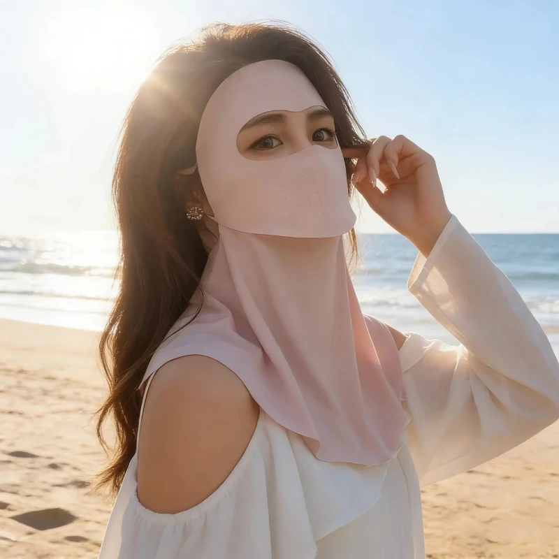Summer Outdoor Sunscreen Face Gini UPF 50+Ice Silk Neck Protection Full Face Cover Breathable Cycling Running Mask