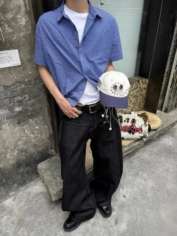 

Американский Ретро Синий Плед ort Sve irt Miu Series Летний Повседневный Универсальный Дизайн Dstring id Узор irt