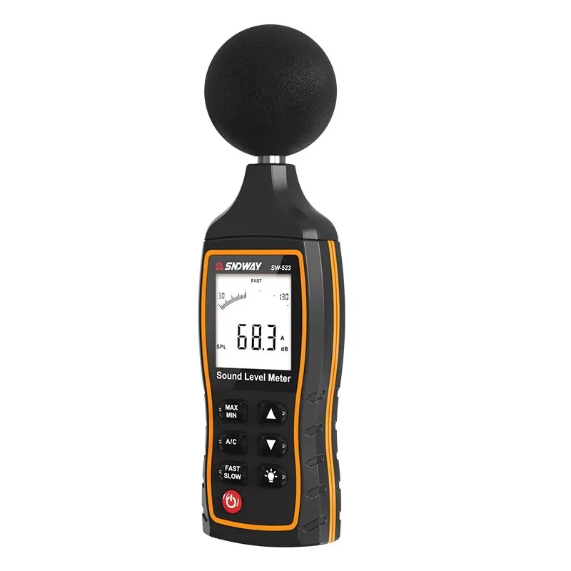 مقياس ديسيبل صناعي 30 ~ 130 ديسيبل ميكروفون مكثف بإضاءة خلفية عرض مقياس مستوى الصوت Oem