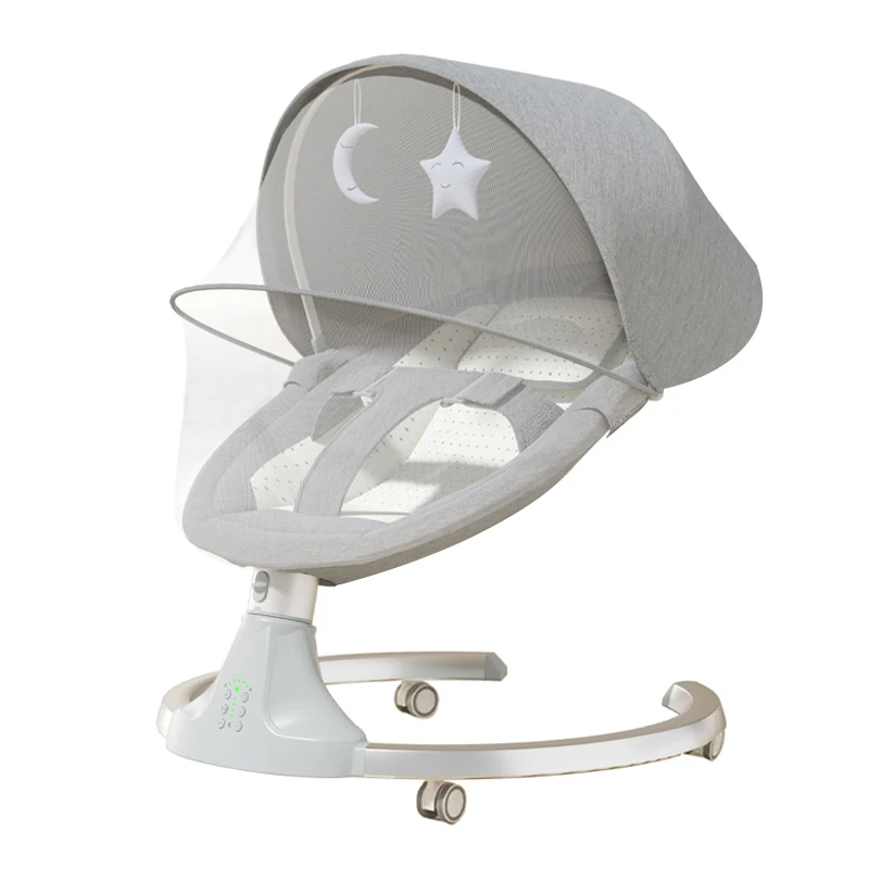 Elektrische Bluetooth Babybedje met Klamboe Bluetooth Muziek Baby Schommelstoel Multifunctionele Babybedje voor Pasgeborenen 2024