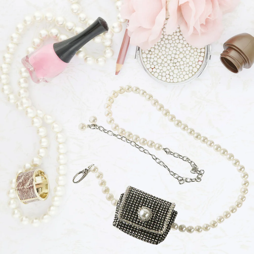 

Поясная сумка с жемчугом, легкая и прочная сумка с имитацией жемчужной цепочки, сумка через плечо для женщин и девочек, ежедневное хранение предметов первой необходимости