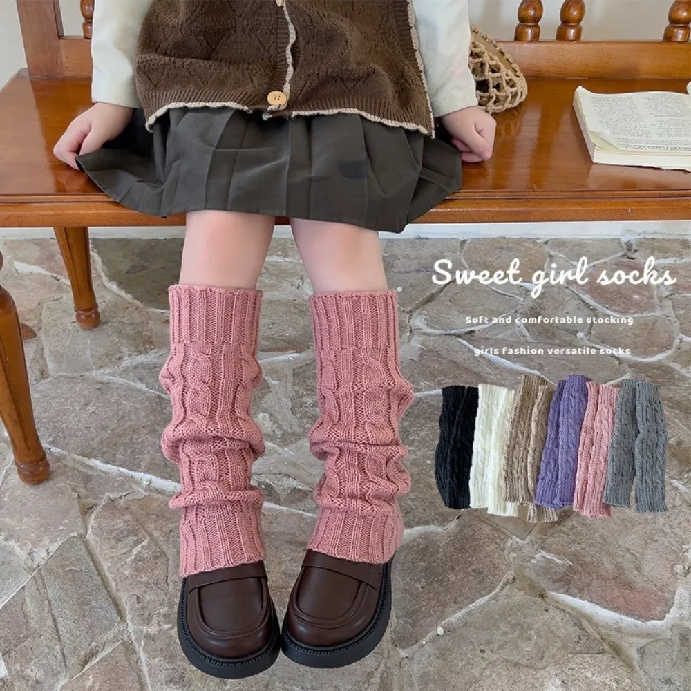 New Solid Color Leg Warmers Thickened Lolita Middle Tube Socks Knitted Mid-Calf Sock Autumn and Winter